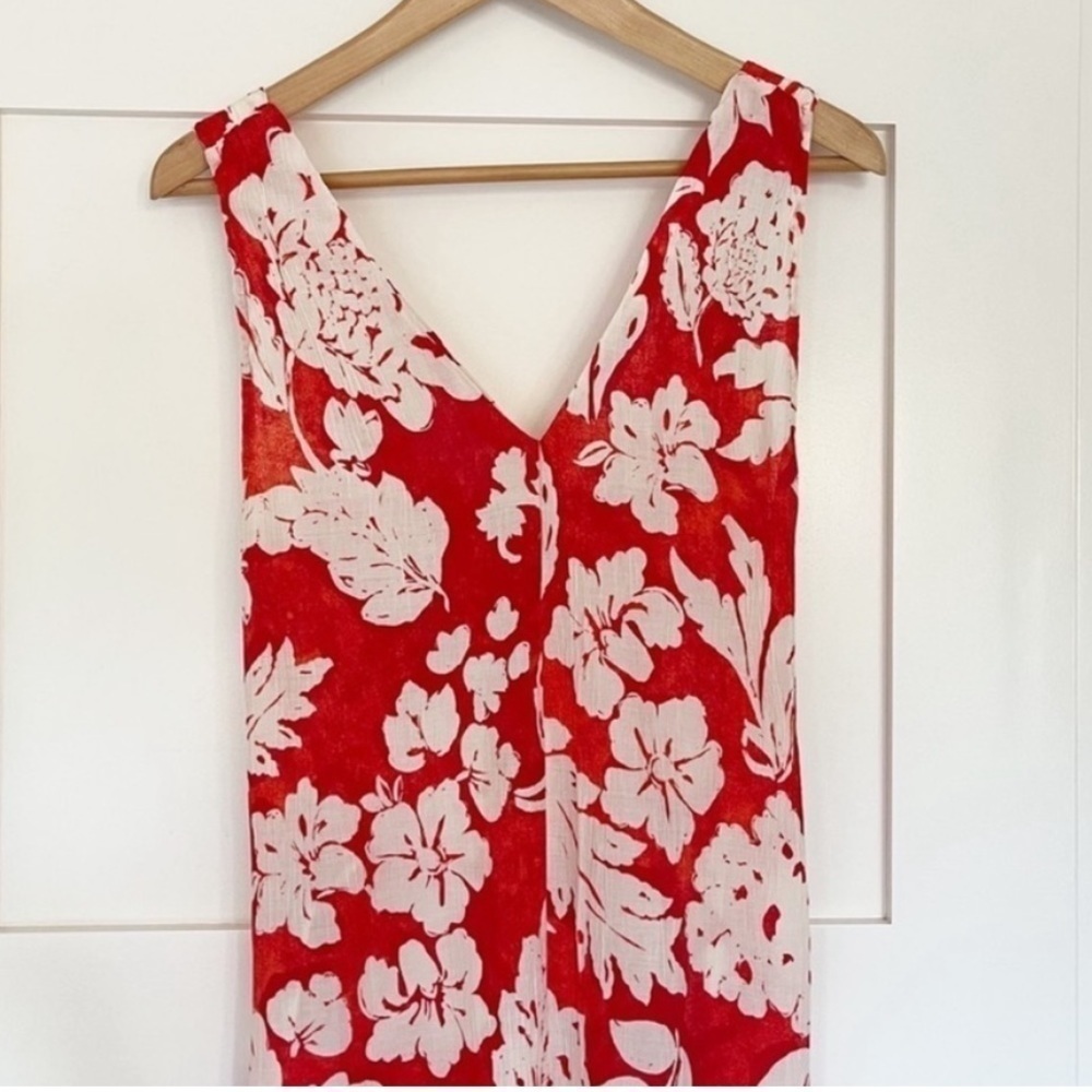 Mango Red Floral Wide-Leg Jumpsuit | Summer Vacation Resort Chic | Size M - Picture 7 of 11